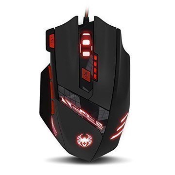 THINKTANK T90 Zelotes 9200 DPI High Precision Wired USB Gaming Mouse Computer Mice for PC, MAC, 8 Buttons, Weight Tuning Set, Multi-Modes LED lights(Black)