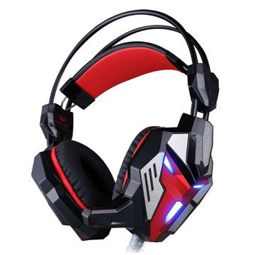 Games Headset with Mic Stereo Bass Breathing LED Light for PC Gamer(Black&Red)
